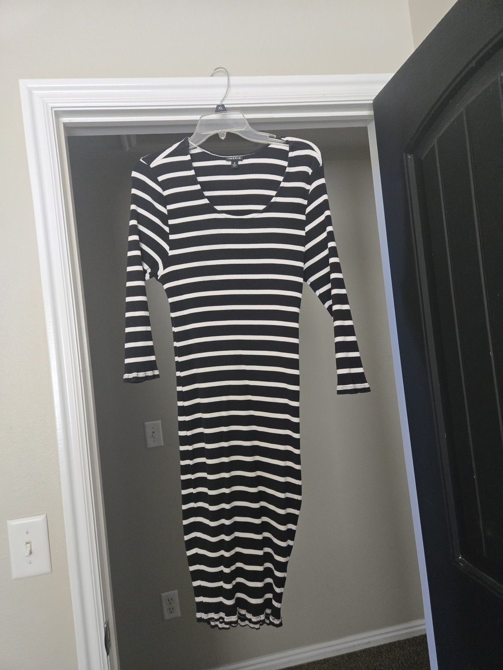 torrid Black and White Striped Midi Dress